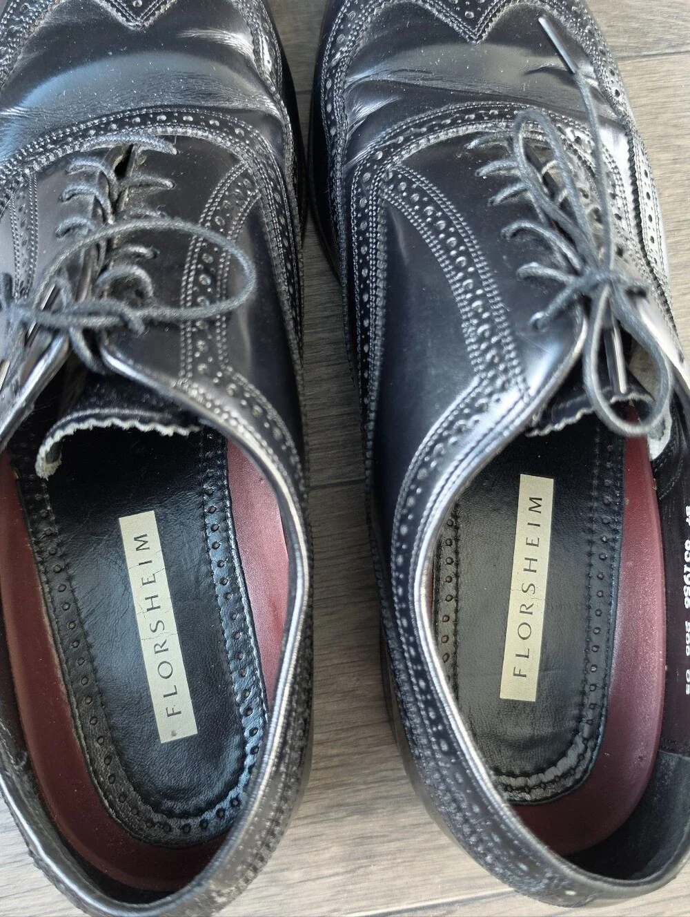 Florsheim Lexington Black Wing Tip Lace Up Oxfords Dress Shoes 10.5 3E